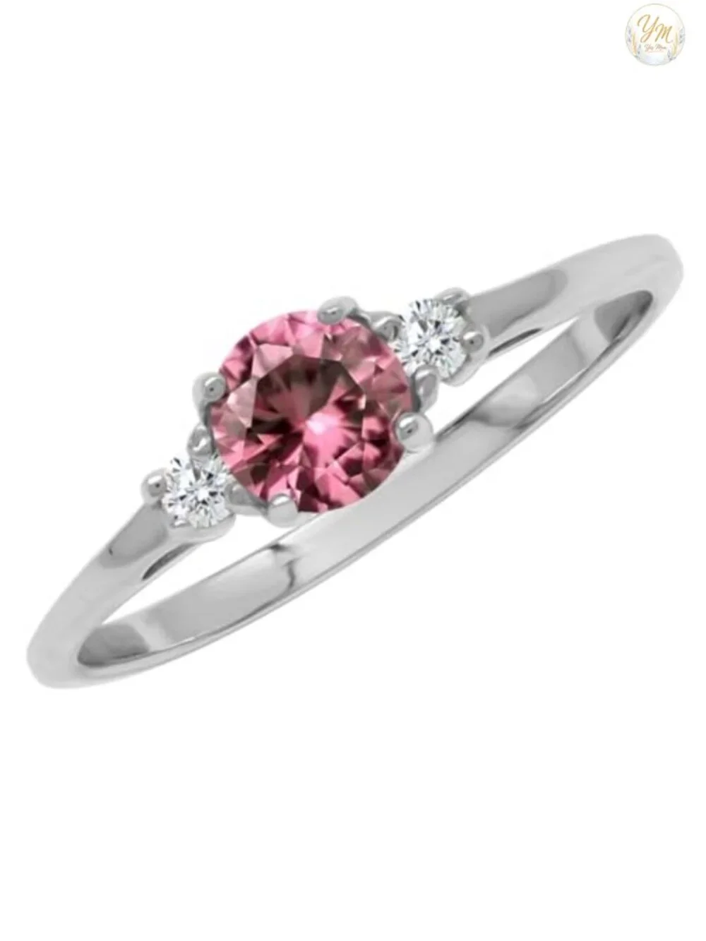 S925 Sterling Silver Round Alexandrite Promise Ring White Gold Plated